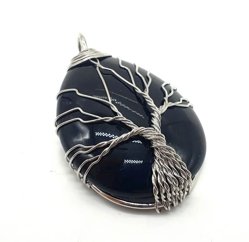 Pendentif Obsidienne Noire Arbre de Vie