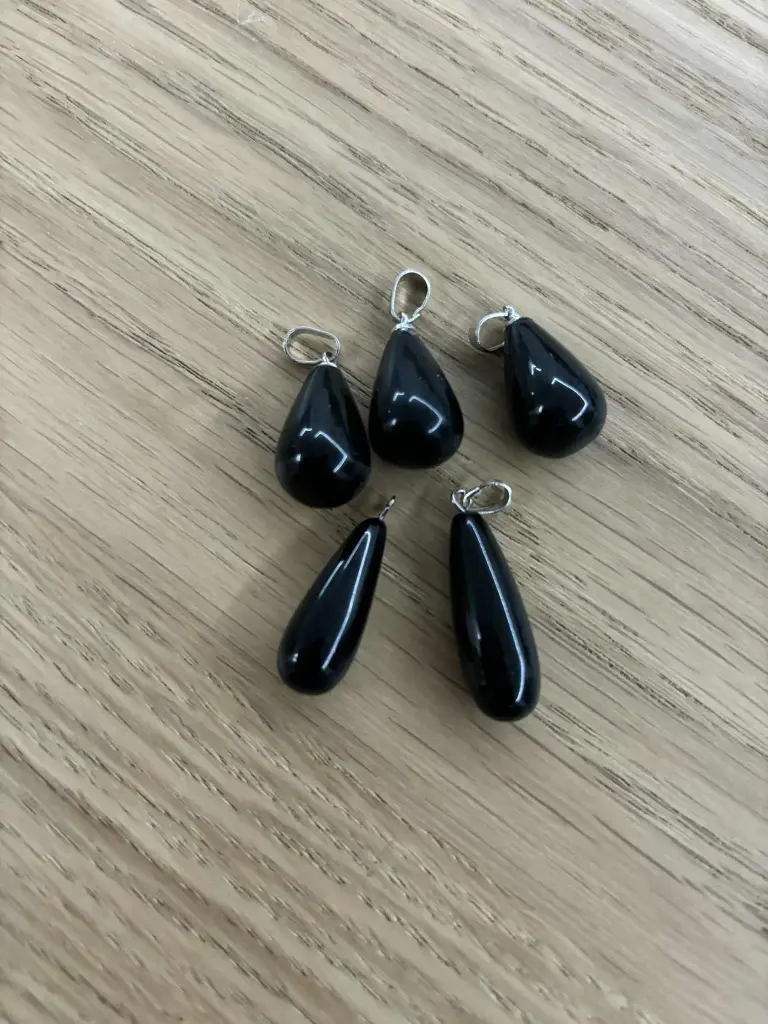 Pendentif Obsidienne noire allongé