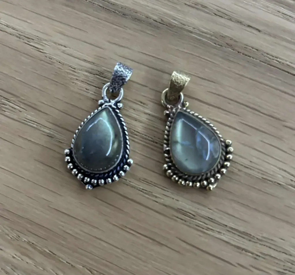 Pendentif Labradorite goutte métal