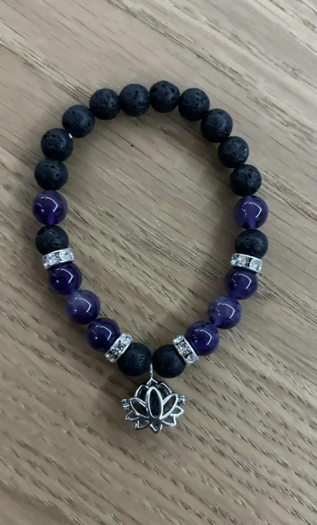 Bracelet Pierre de lave & Améthyste 8mm