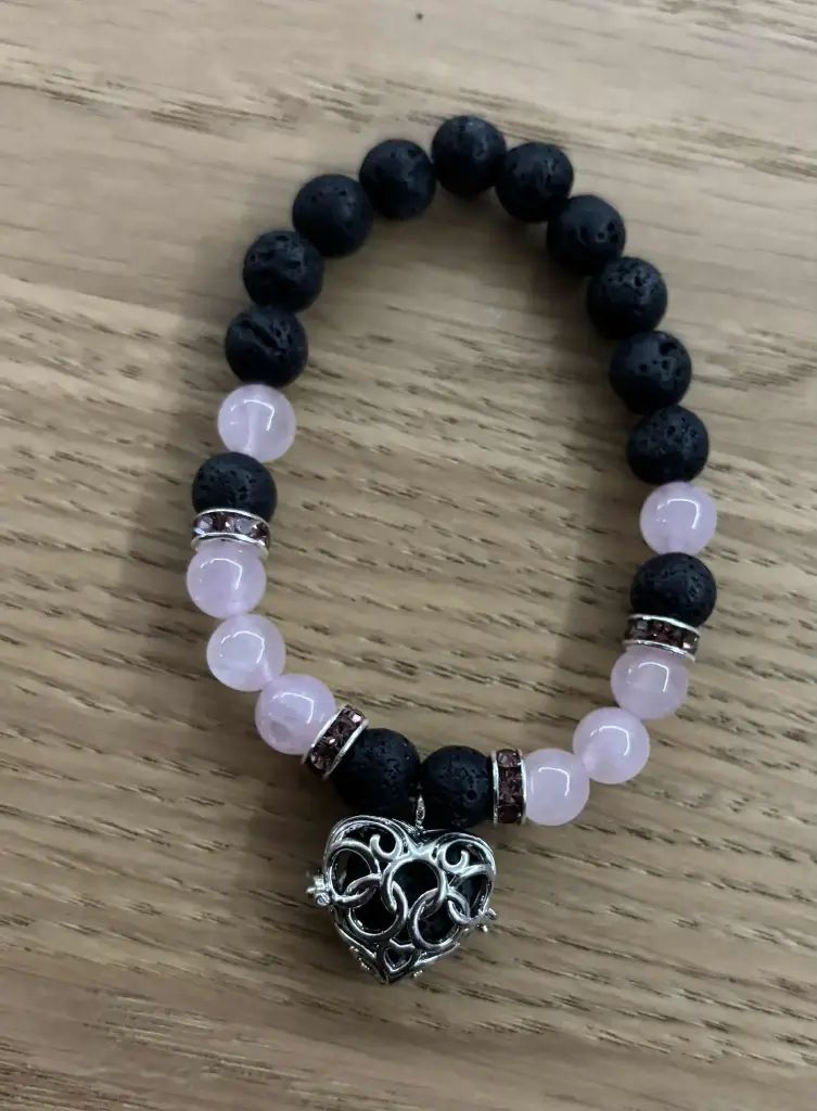 Bracelet Pierre de lave & Quartz rose 8mm