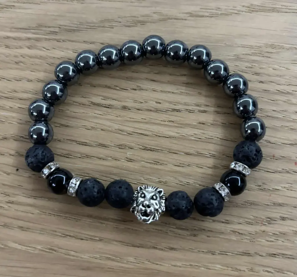 Bracelet Pierre de lave & hématite 8mm