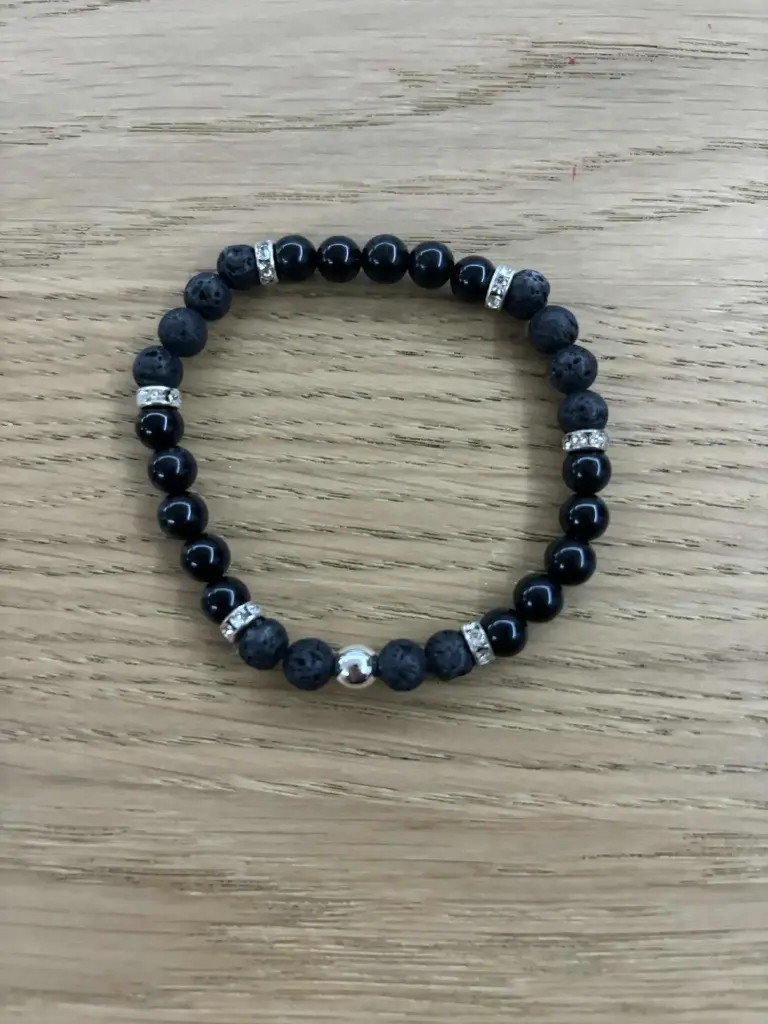 Bracelet Pierre de lave & Onyx 6mm