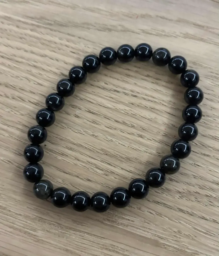 Bracelet obsidenne dorée 8mm