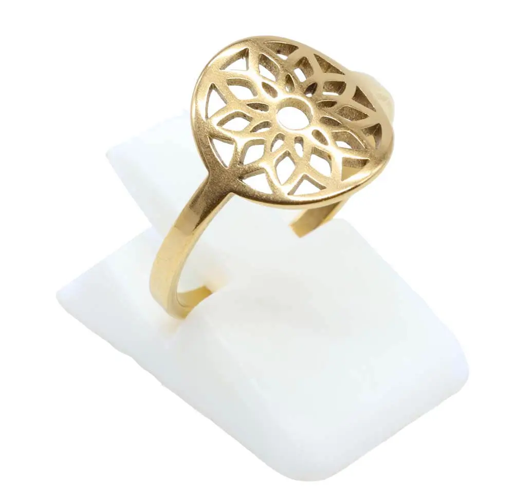 Bague Inox plaquée Or Fleur de Soleil