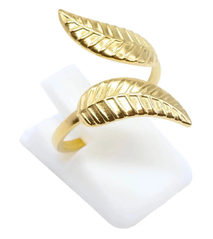 Bague Laurier Design Inox doré
