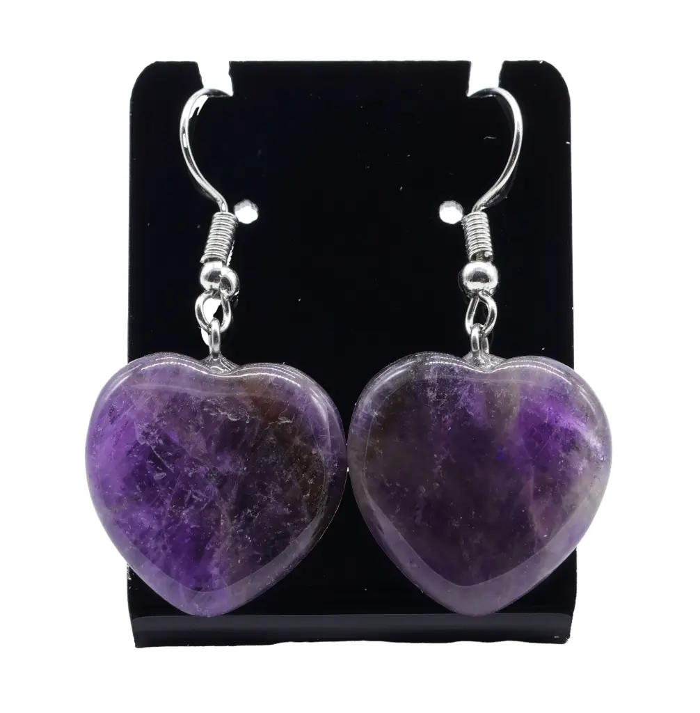 Boucles d'oreilles Cœur Améthyste