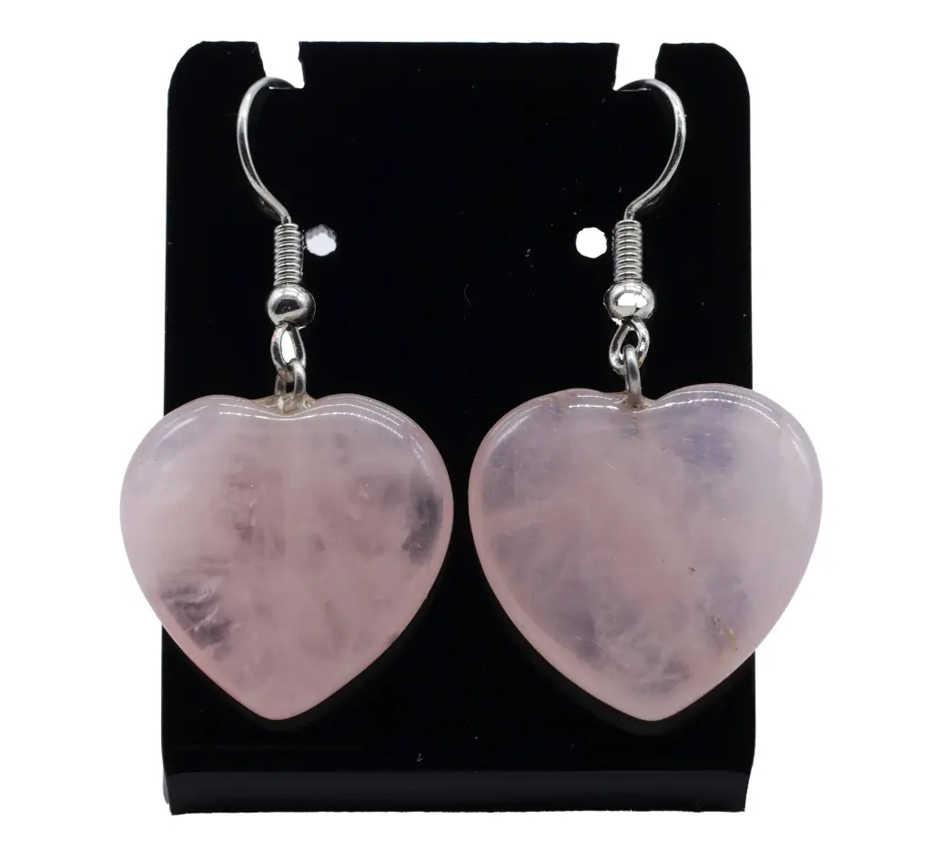 Boucle d'oreille Cœur Quartz Rose