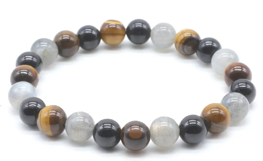 Bracelet Labradorite, Tourmaline, Tigre perles 6mm