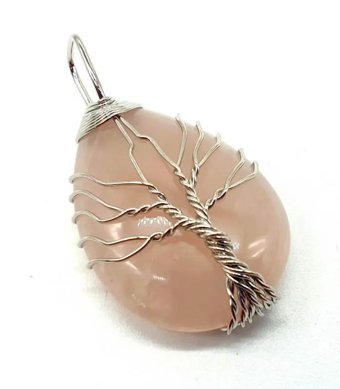 Pendentif Quartz Rose Arbre de Vie