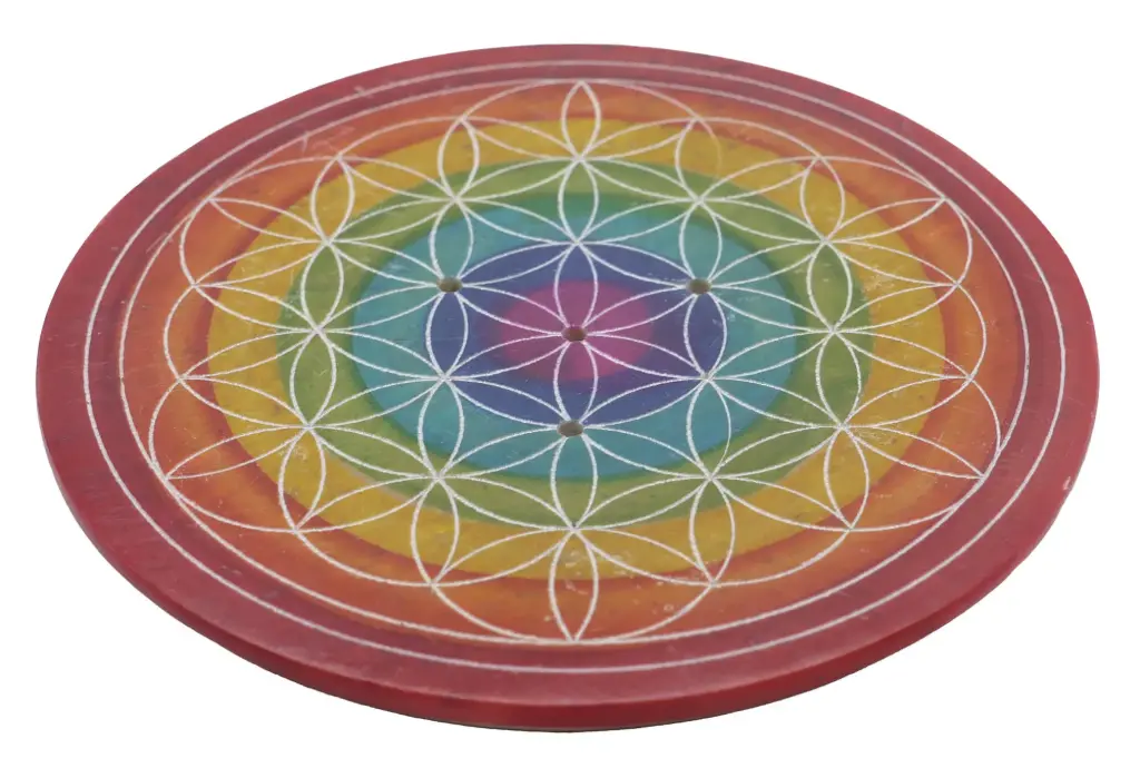 Porte-Encens Pierre Rond Fleur de Vie Dégradé