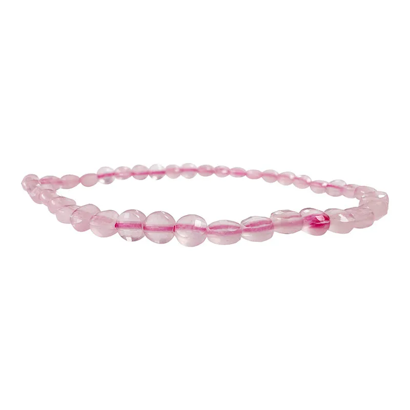 Bracelet Quartz rose disque plat facetté