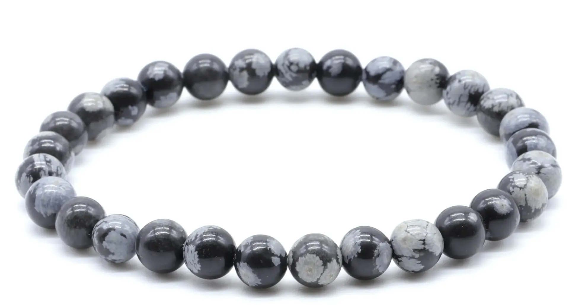 Bracelet Obsidienne Neige 6 mm