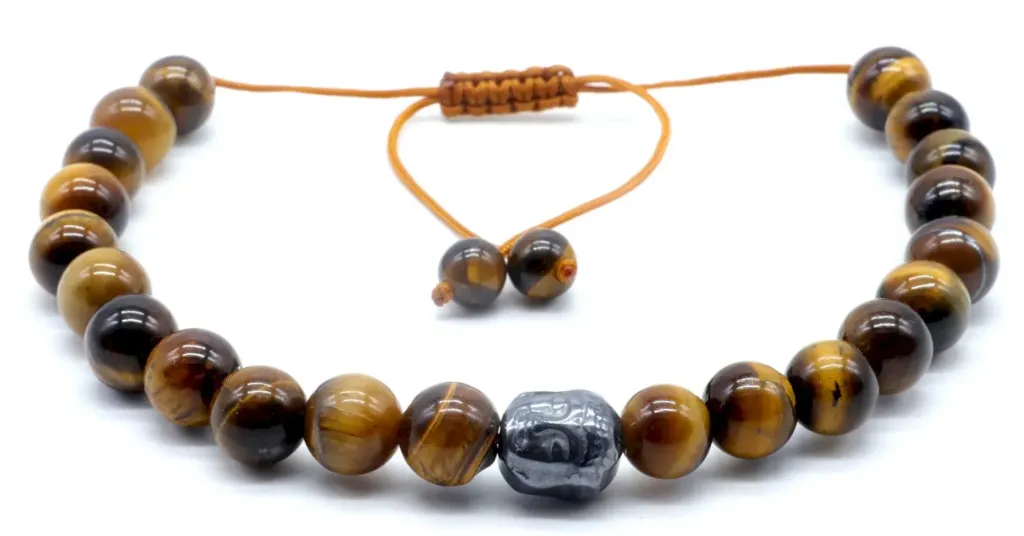 Bracelet Œil de Tigre+ Bouddha Hématite 8mm