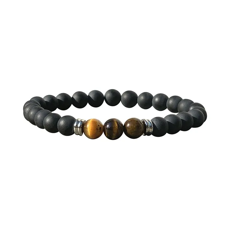 Bracelet Onyx & Œil de tigre 8mm