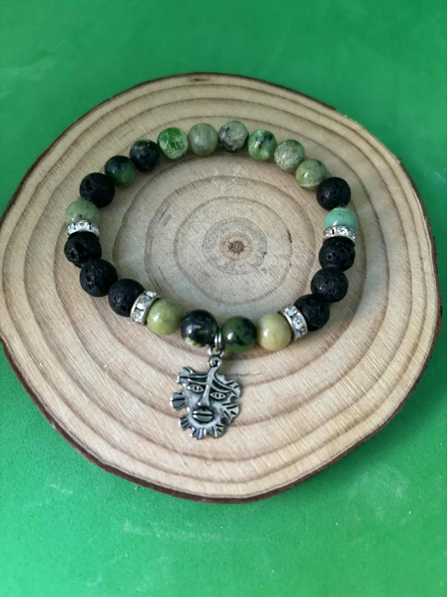 Bracelet Chrysoprase & Pierre de lave