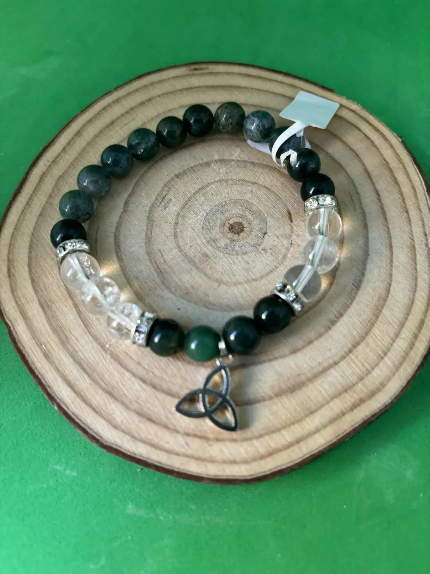 Bracelet Agate mousse & Cristal de roche