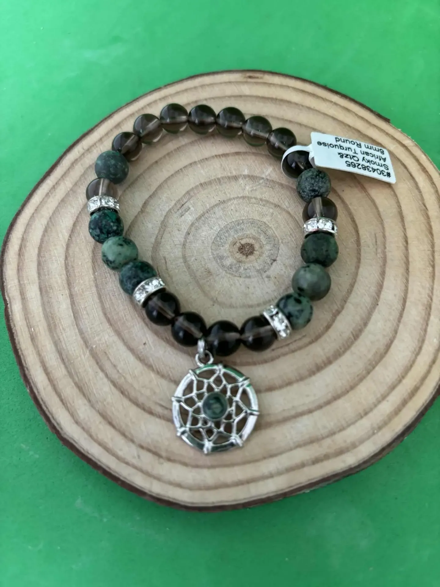 Bracelet Turquoise Africaine & Quartz fumé