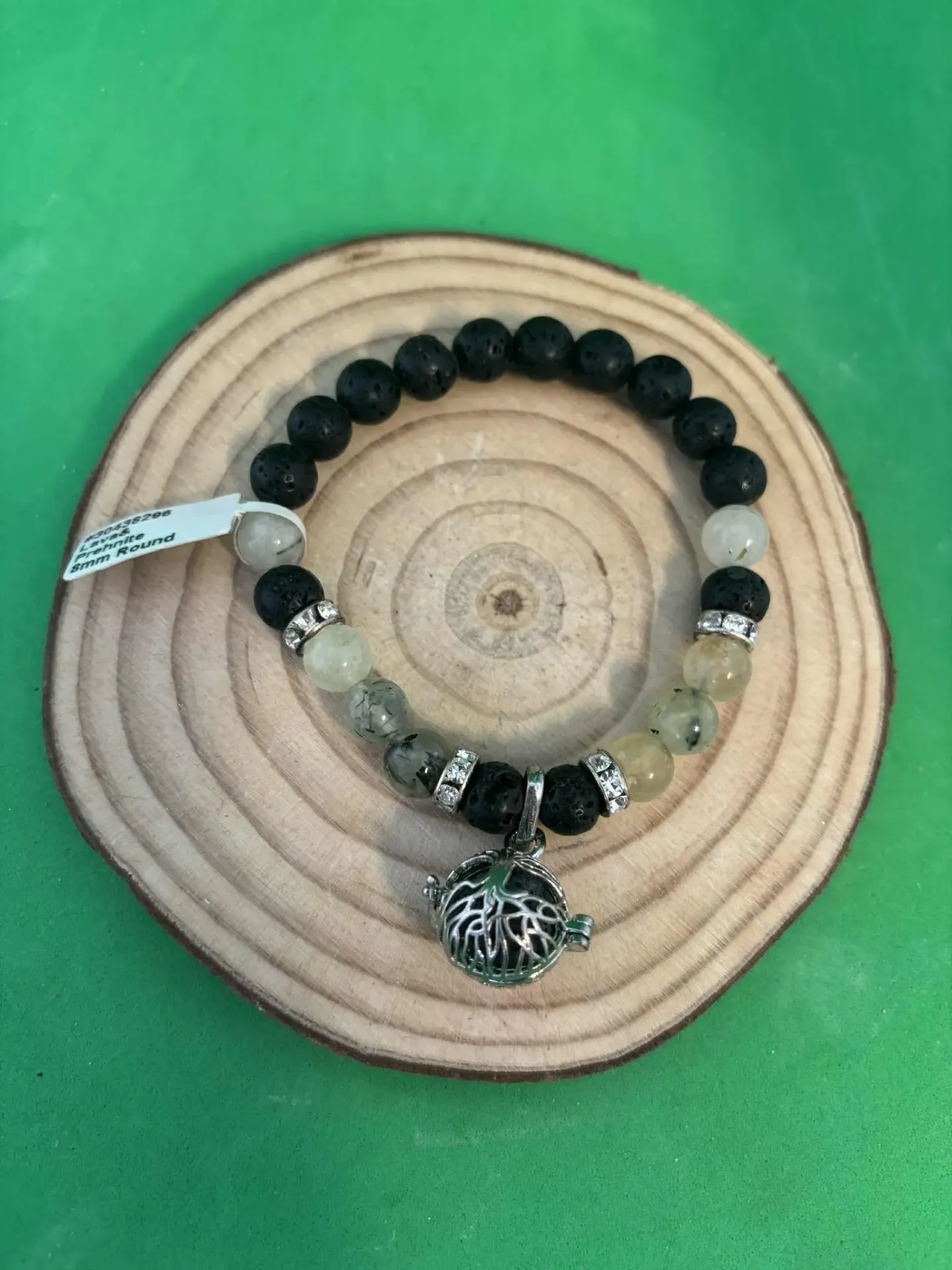 Bracelet Préhnite & Pierre de lave 8mm