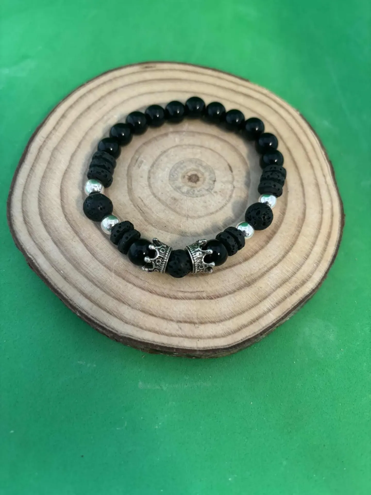 Bracelet Pierre de lave & Onyx 8mm