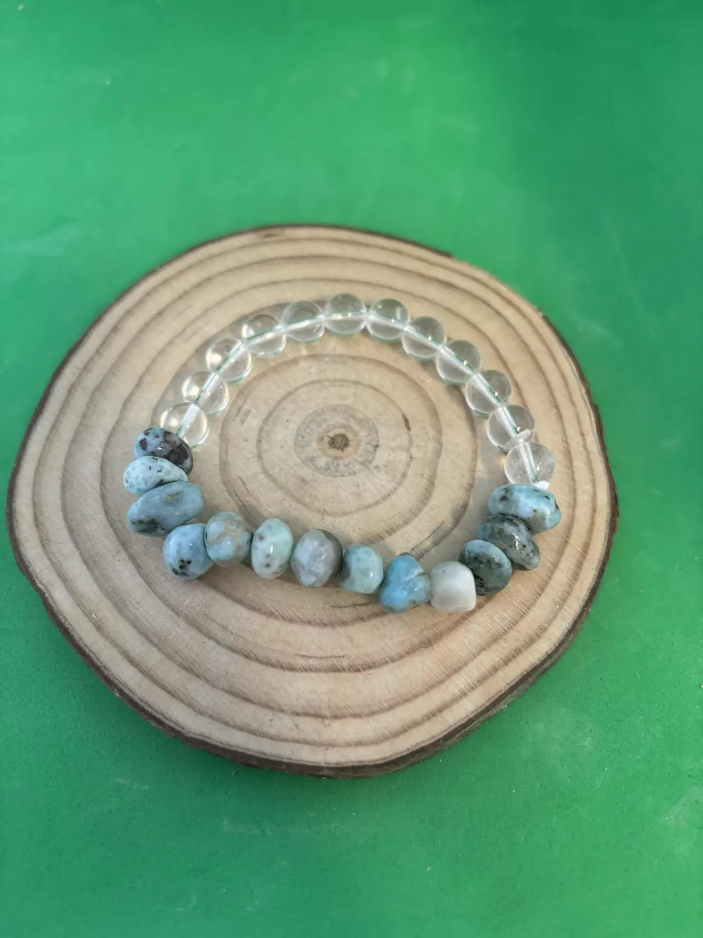 Bracelet Larimar & cristal de roche