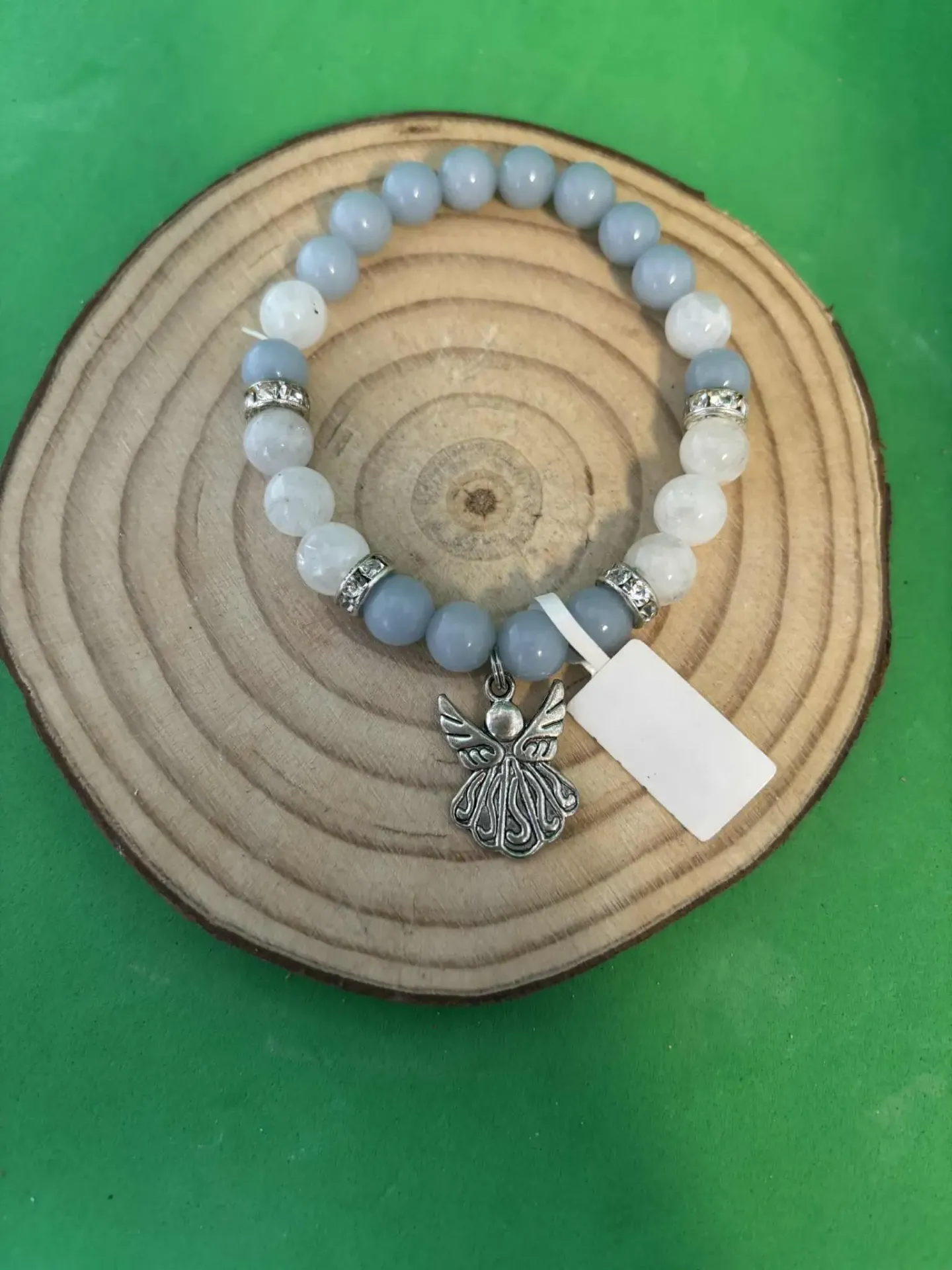 Bracelet Angélite & Pierre de lune (ange) 