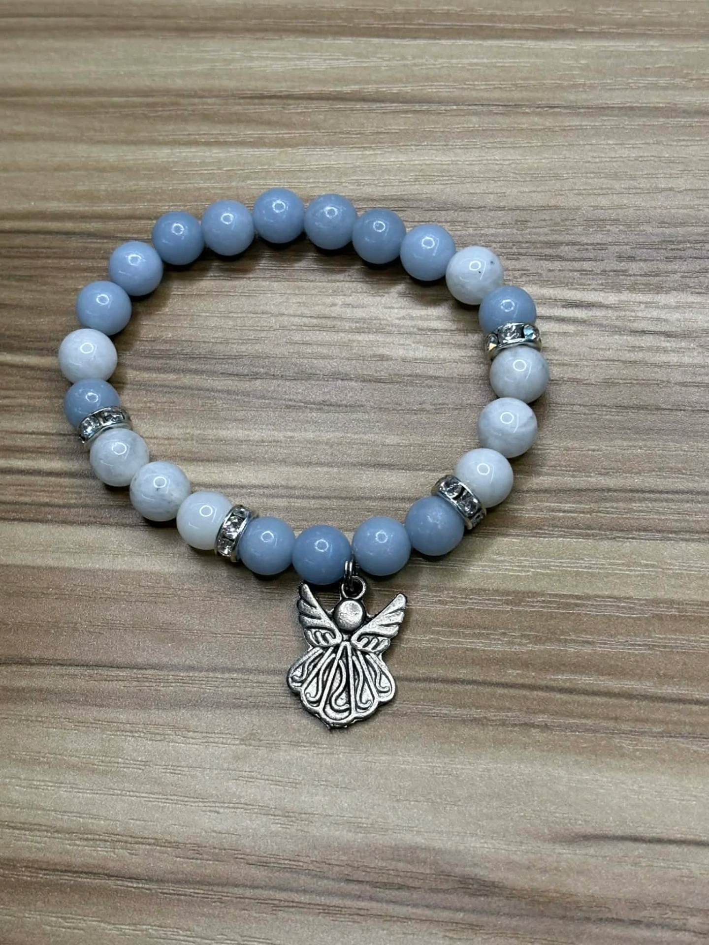 Bracelet Angélite & Pierre de lune (ange) 