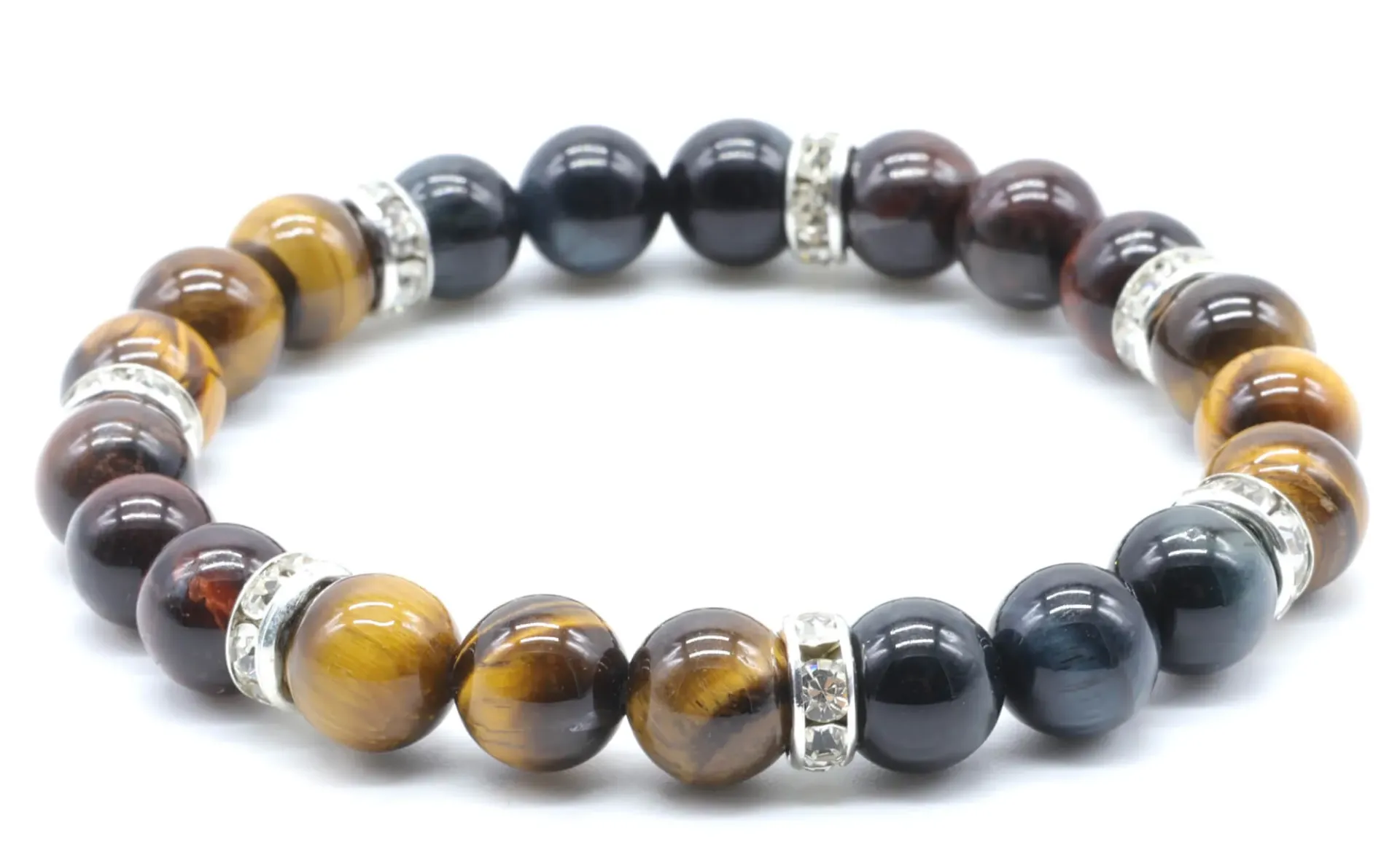 Bracelet Protection Tigre Taureau Faucon 8mm brillants