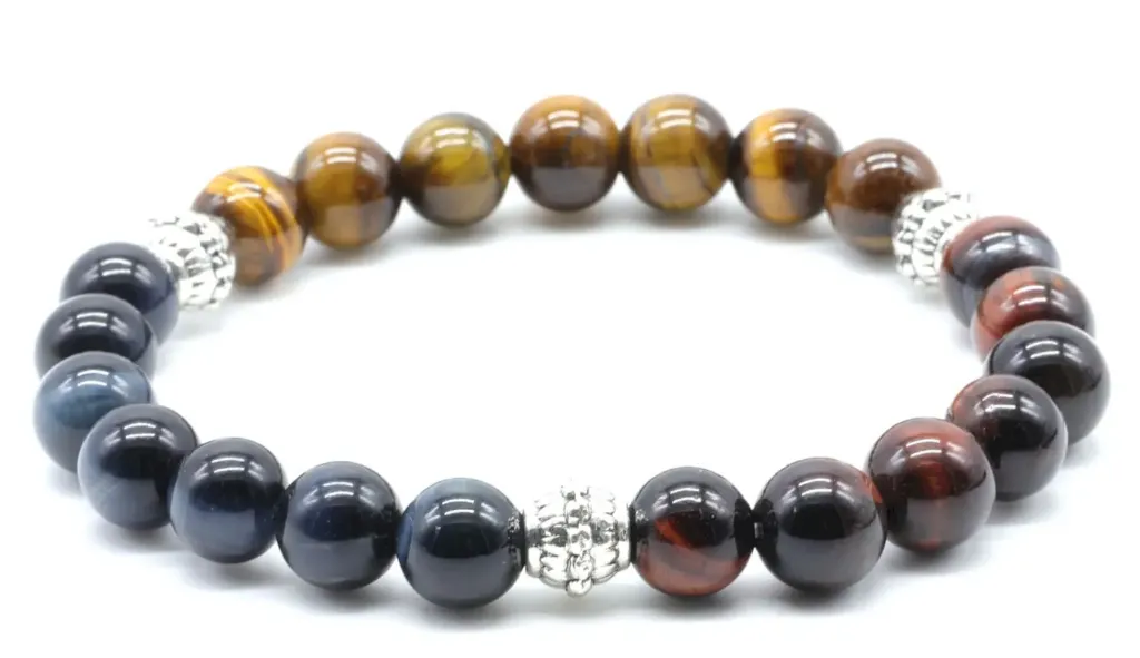 Bracelet Protection Tigre Taureau Faucon 8mm metal