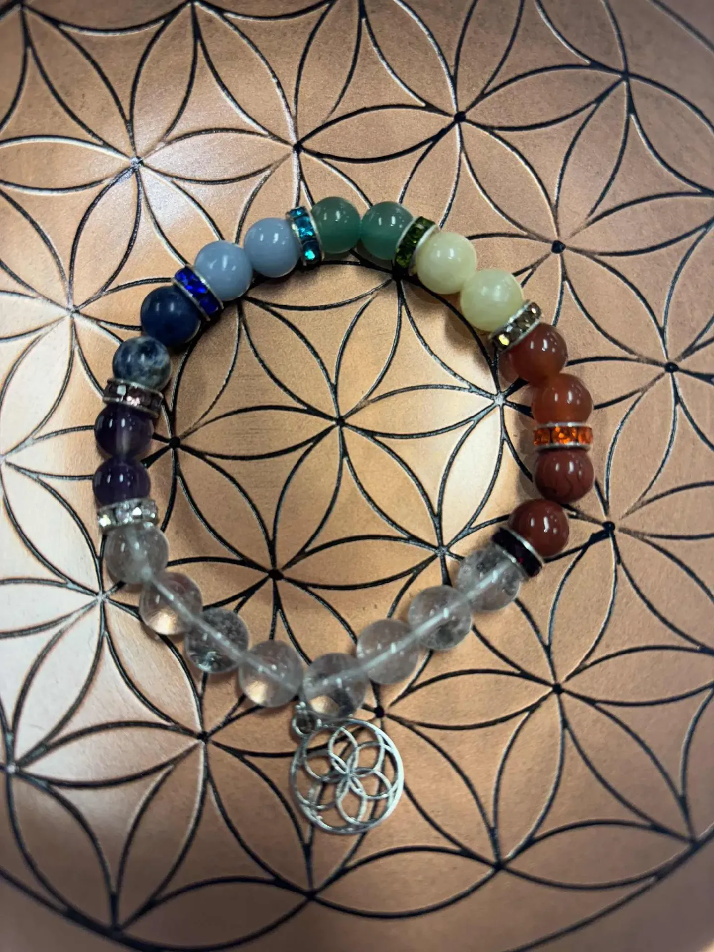 Bracelet Chakras & Cristal de roche (graine de vie)