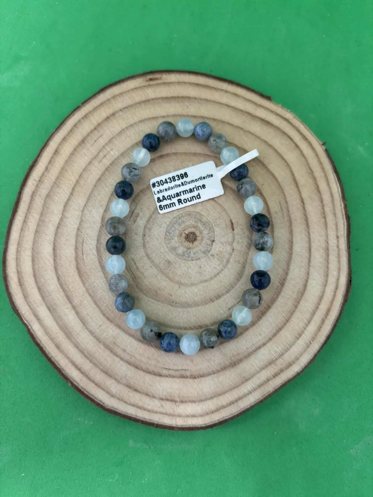 Bracelet Aigue marine, Labradorite & Dumortérite 6mm