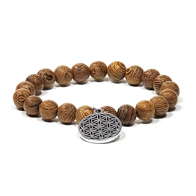 Bracelet Bois Wengé & fleur de vie