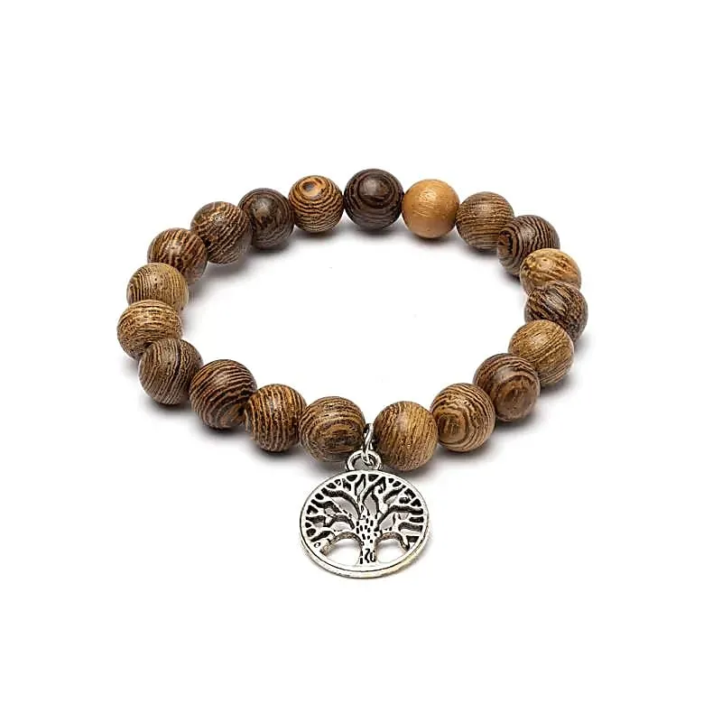 Bracelet Bois Wengé & arbre de vie