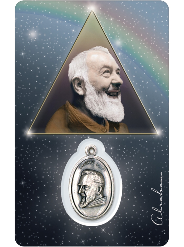 Médaille sur carte Padre Pio