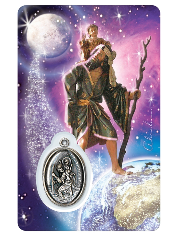 Médaille sur carte Saint-Christophe