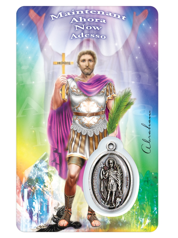 Médaille sur carte Saint-Expédit