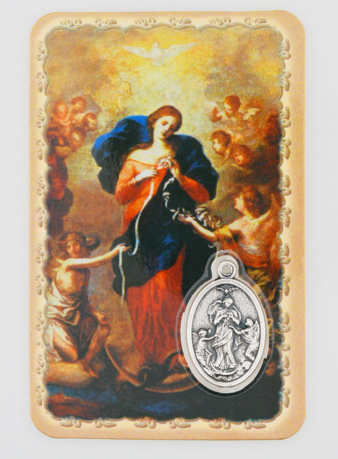 Médaille sur carte Marie qui défait les Nœuds