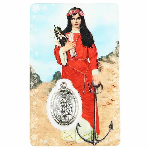 Médaille sur carte Sainte-Philomène