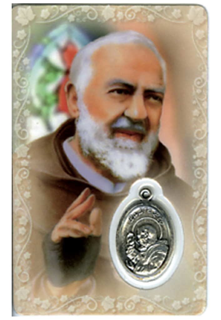 Médaille sur carte Padre Pio