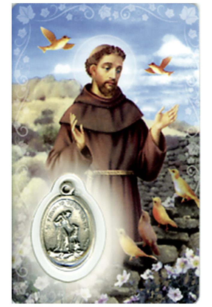 Médaille sur carte Saint-François d'Assise