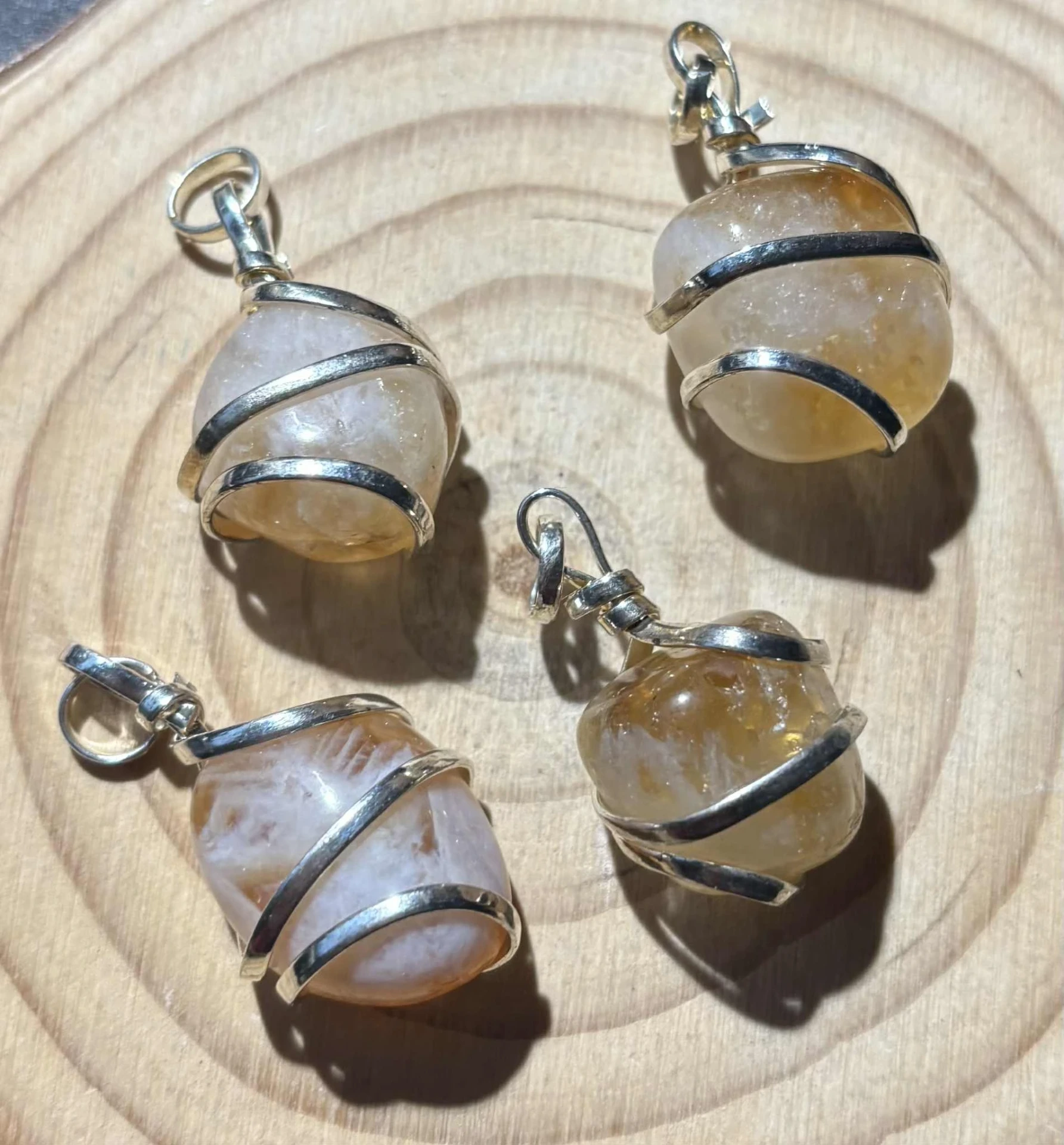 Pendentif Citrine spirale métal