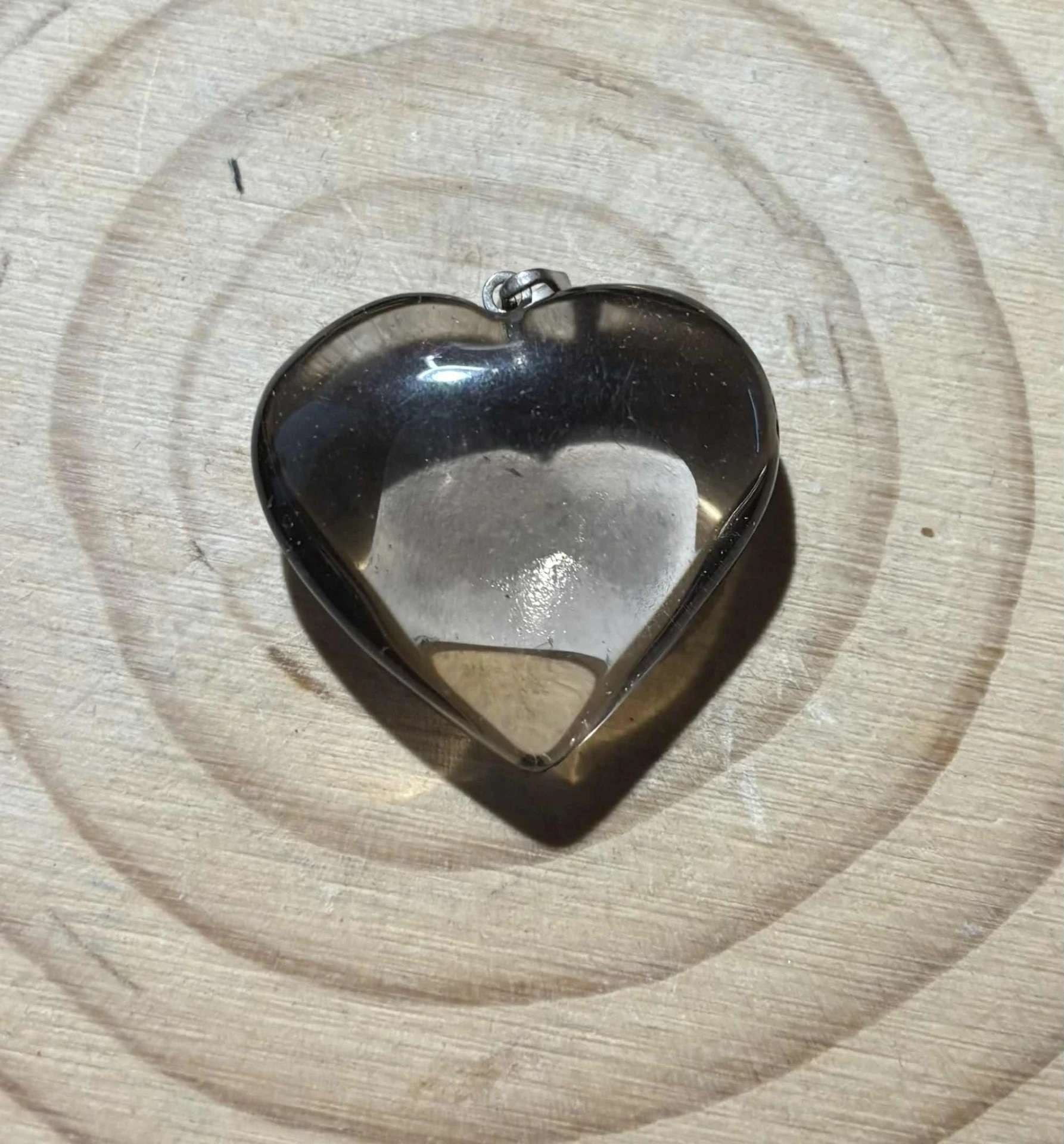 Pendentif Quart fumé cœur