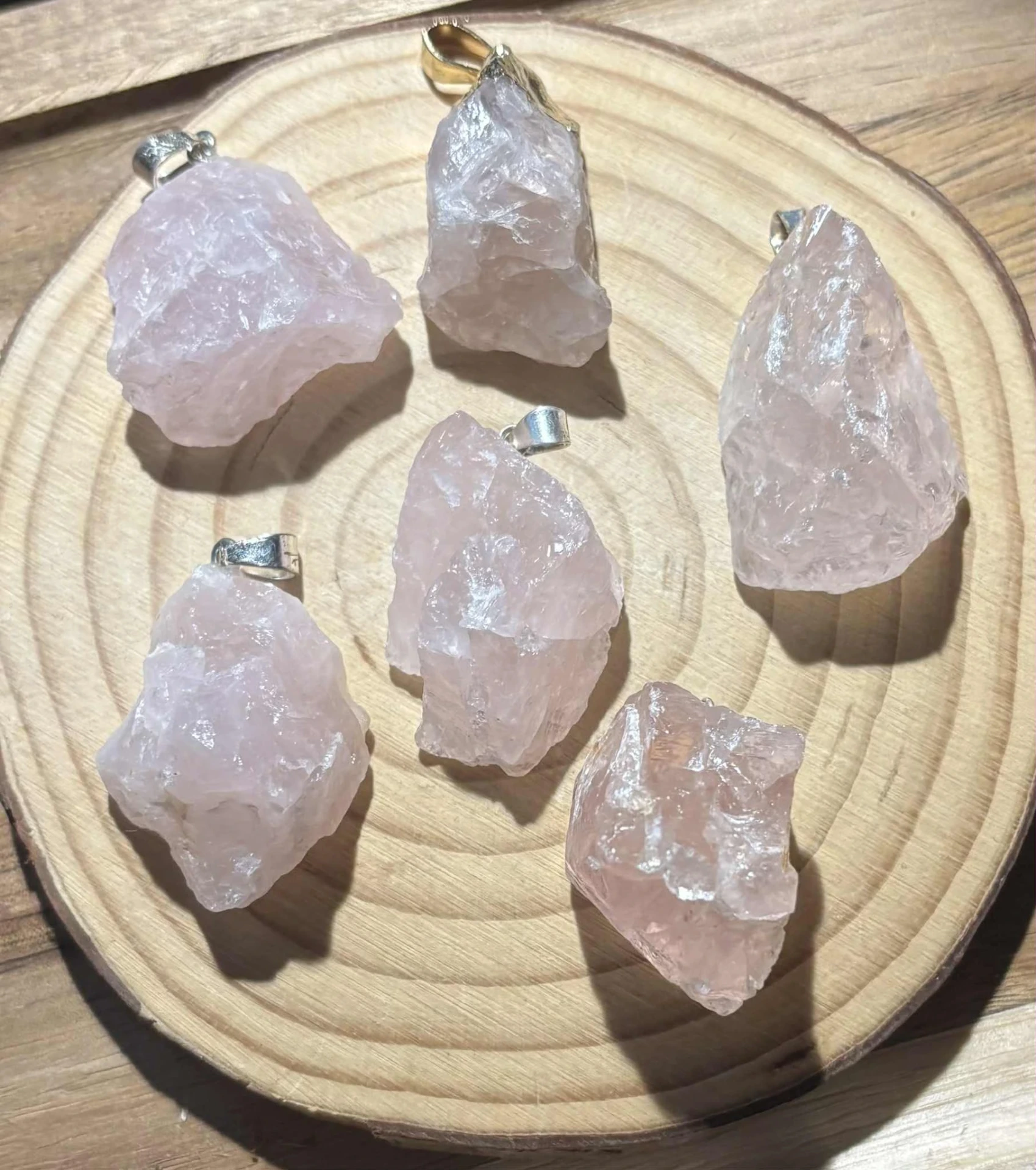 Pendentif Quartz rose brut