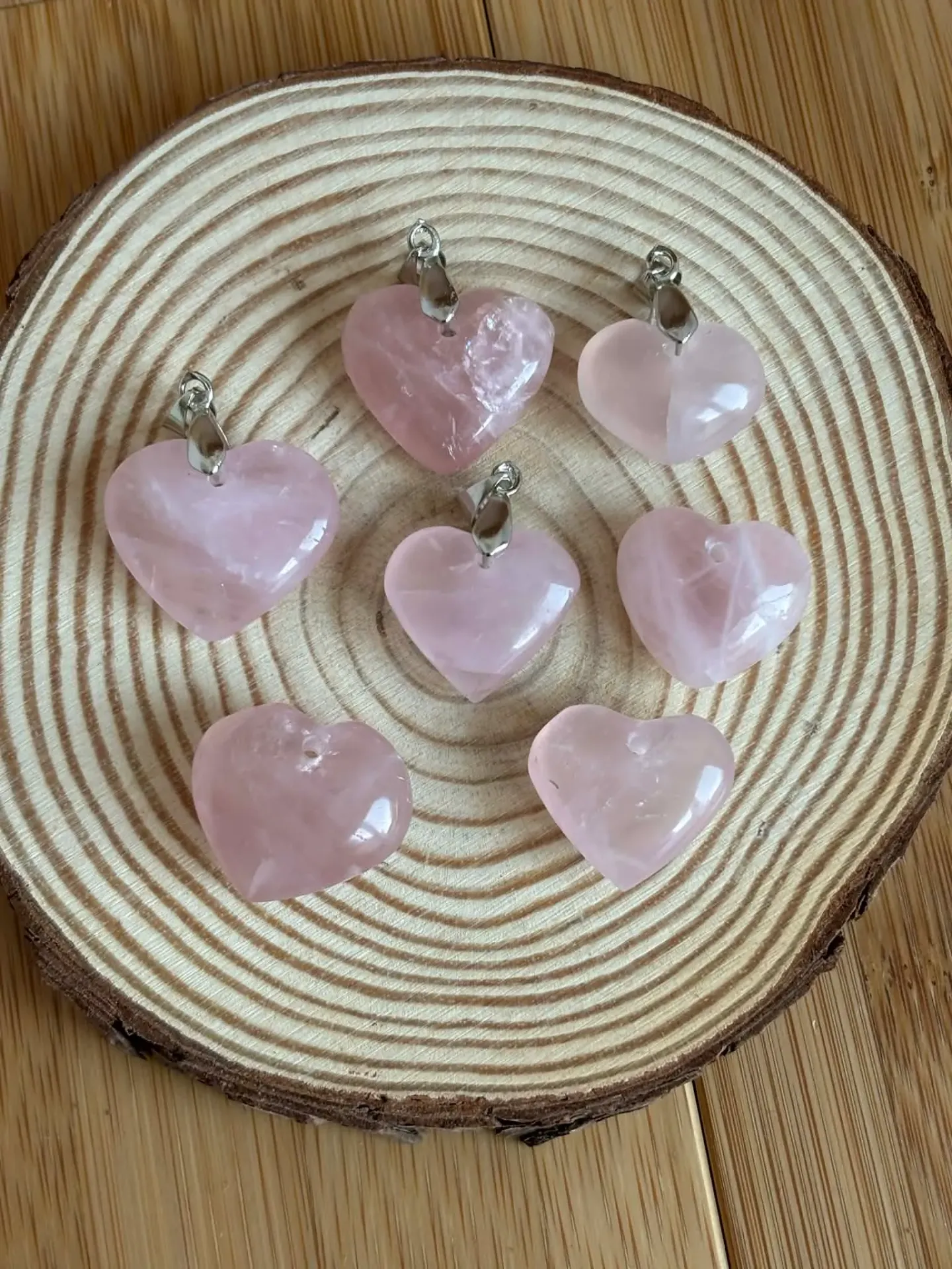 Pendentif Quartz rose cœur