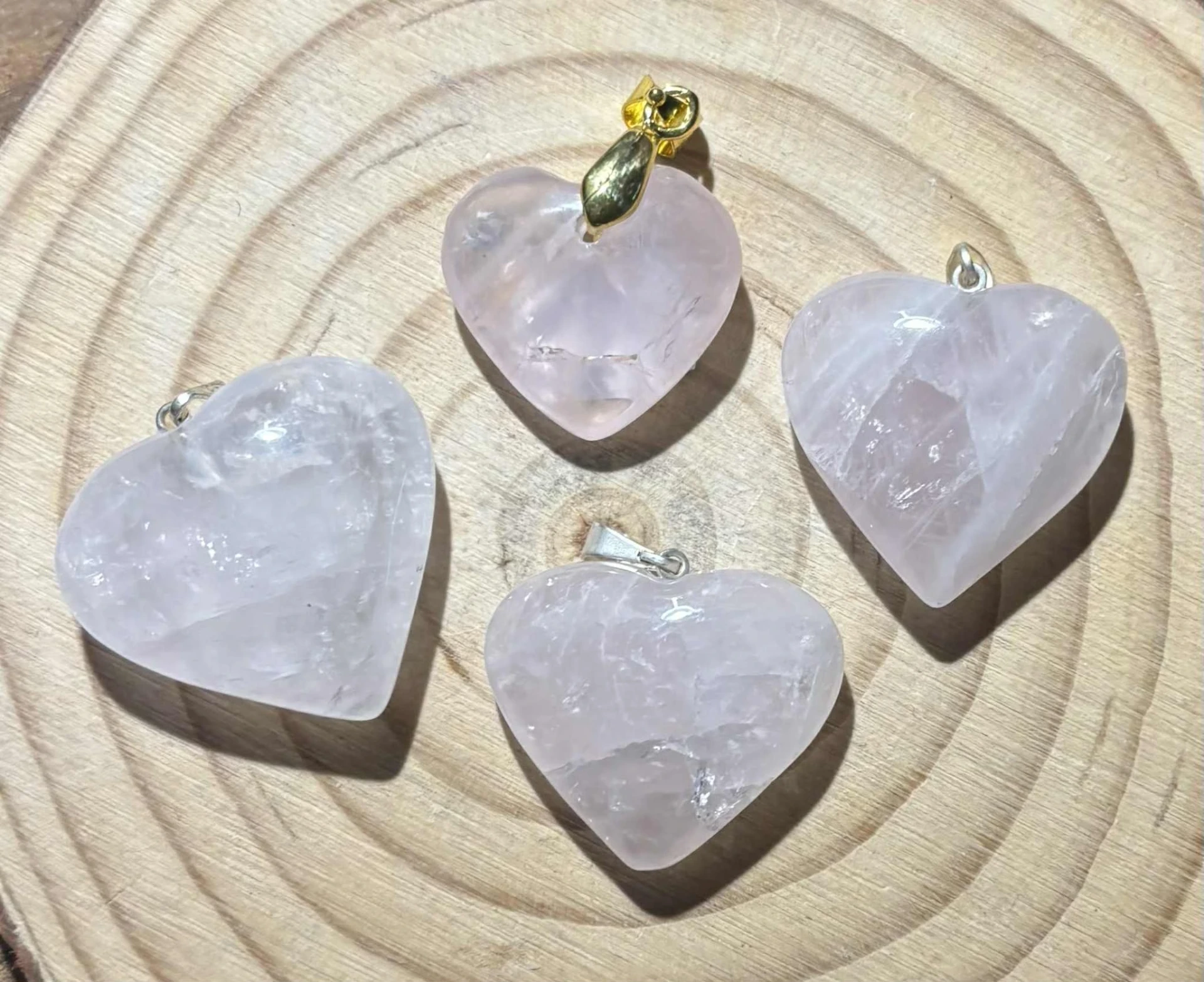 Pendentif Quartz rose cœur