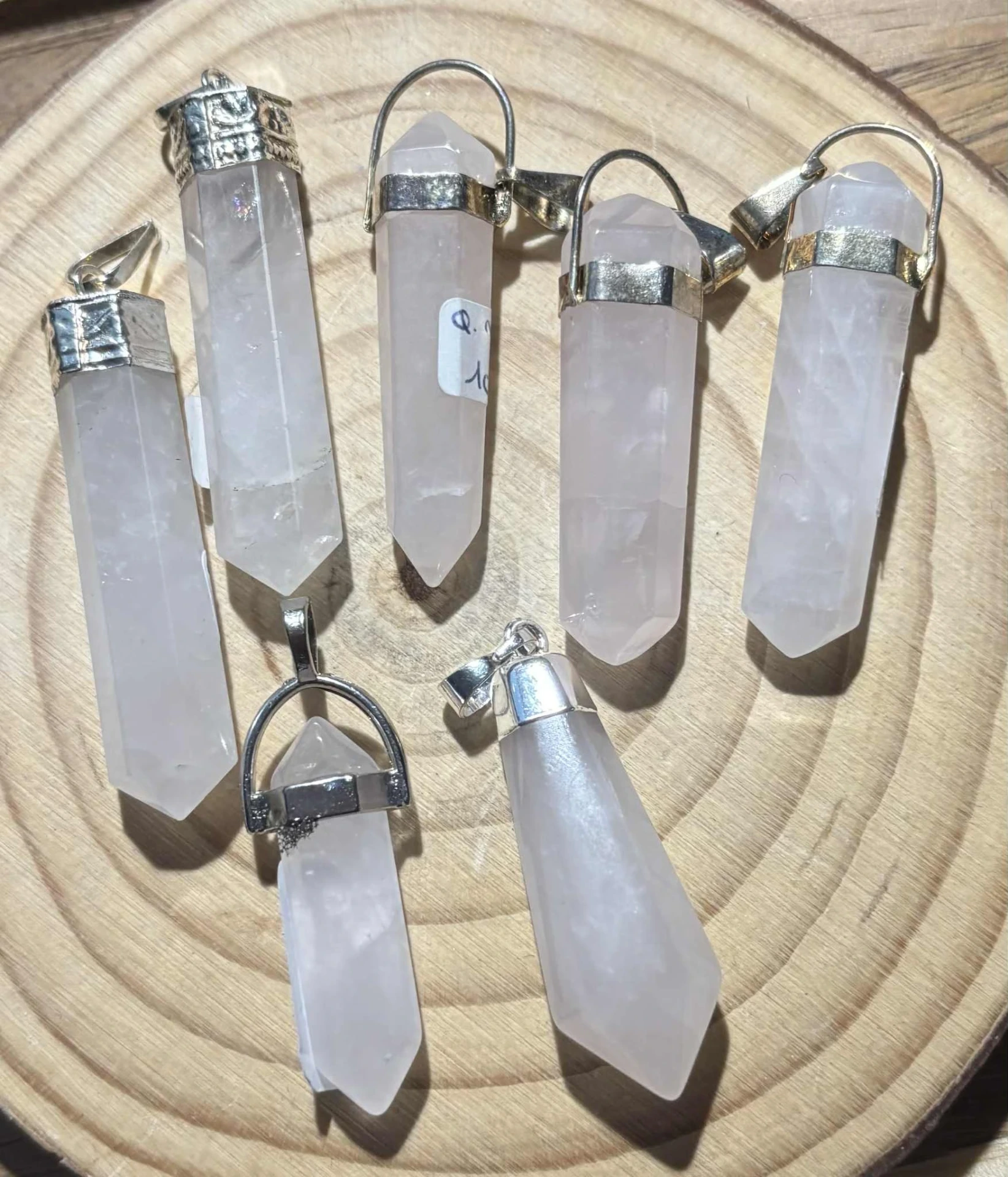 Pendentif Quartz rose pointe