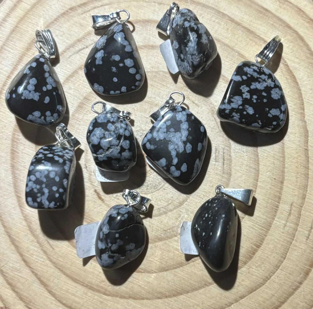 Pendentif Obsidienne Flocons de neige