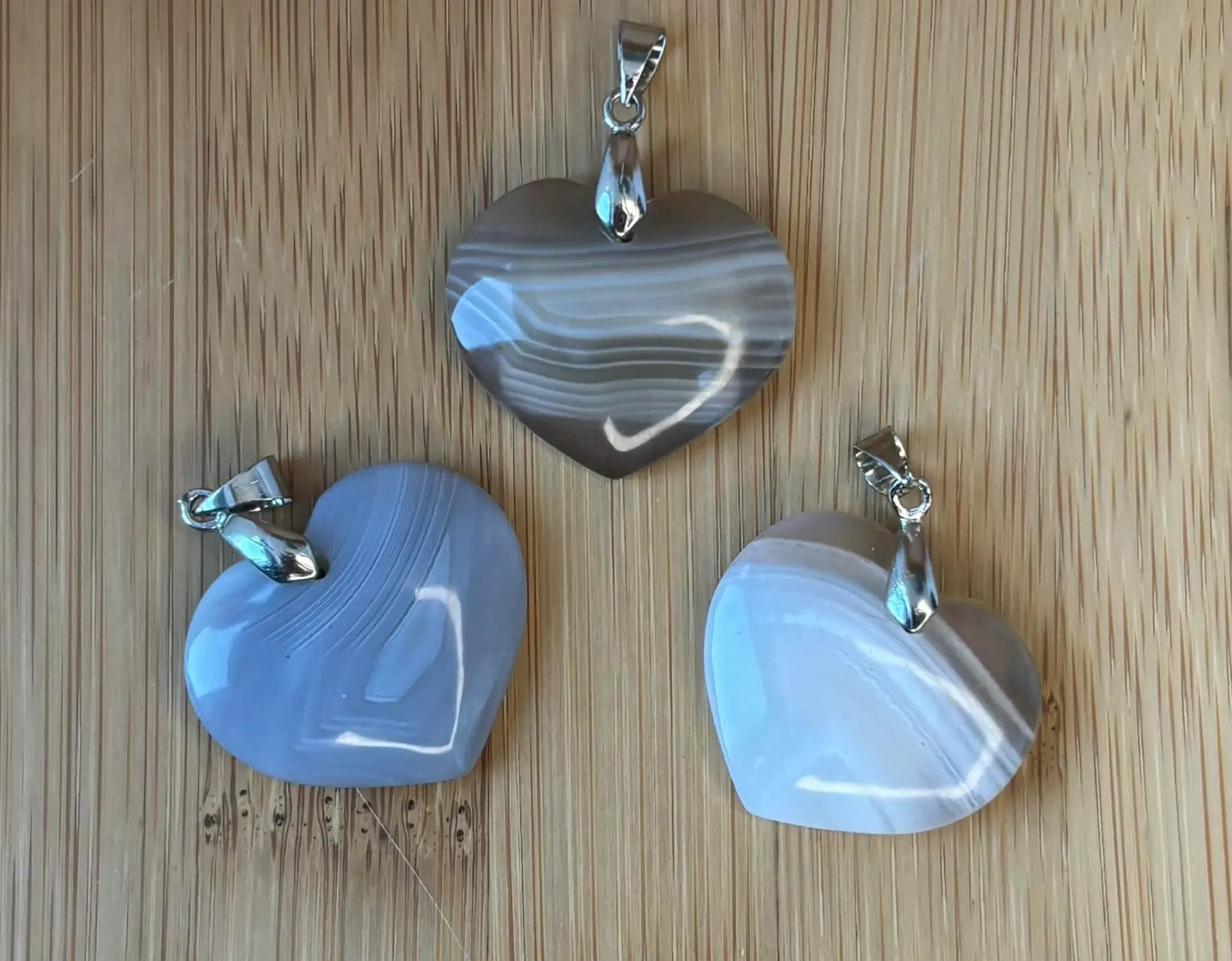 Pendentif Agate de Botswana cœur