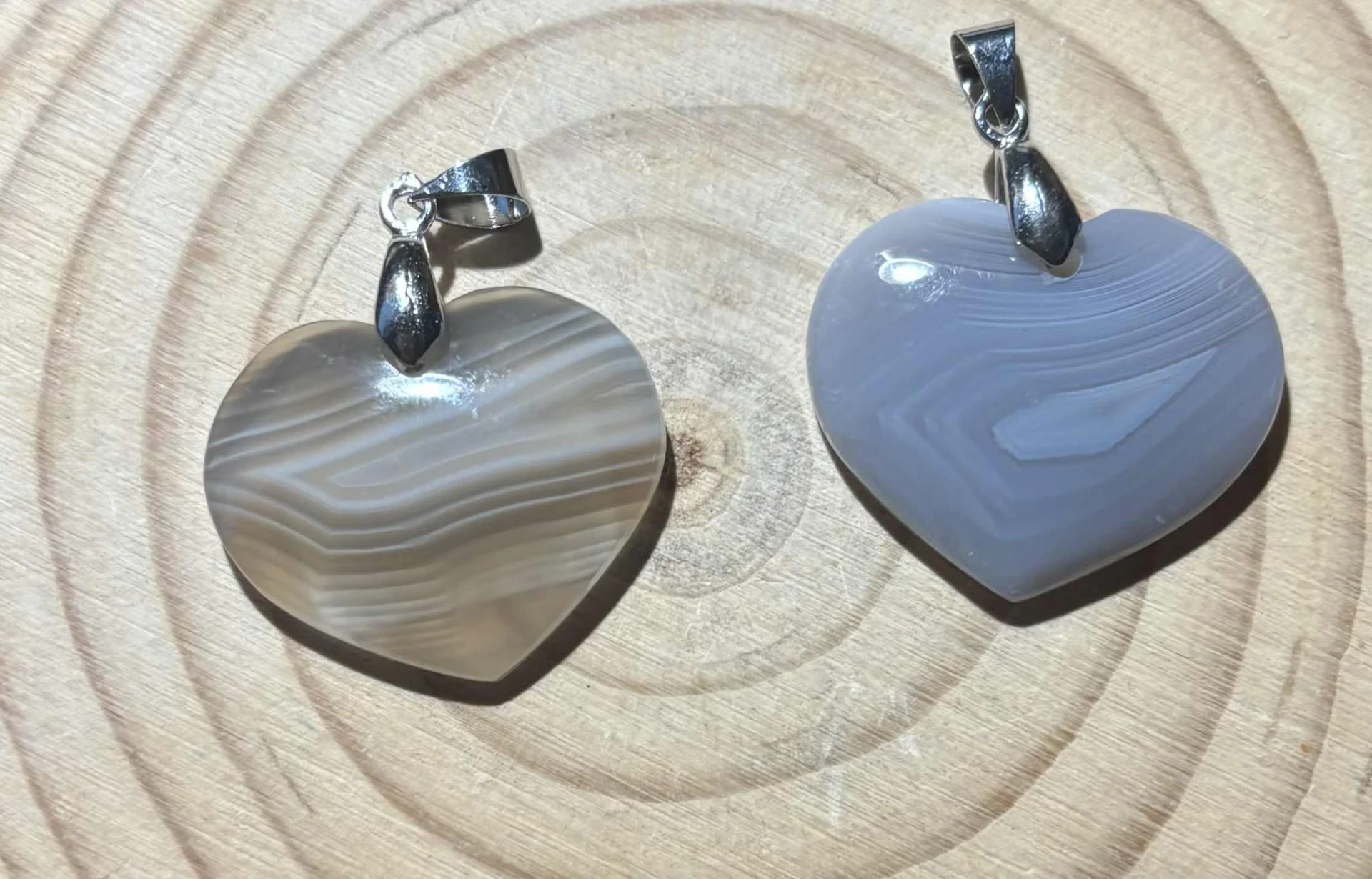 Pendentif Agate de Botswana cœur