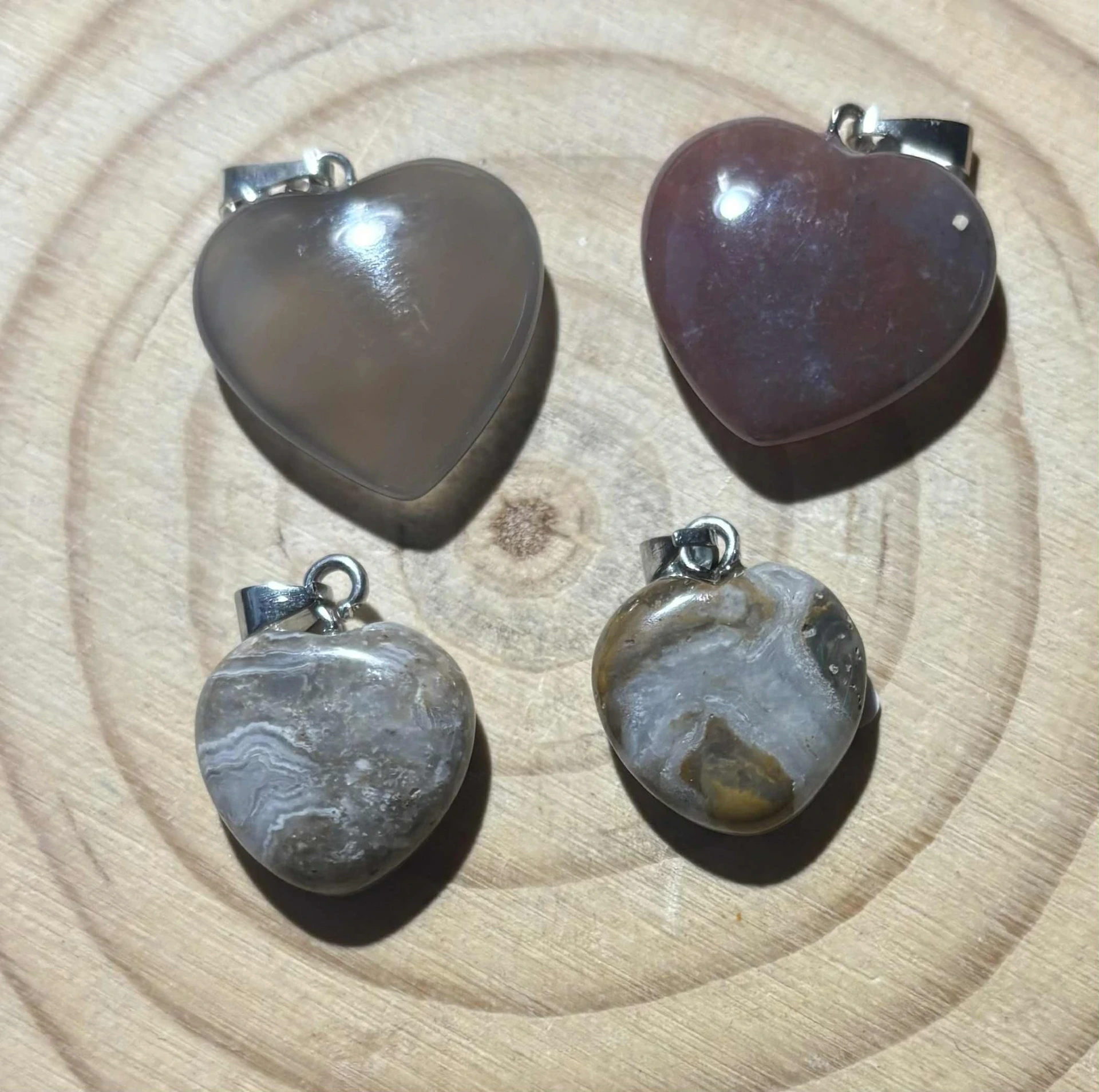 Pendentif Agate de Botswana cœur